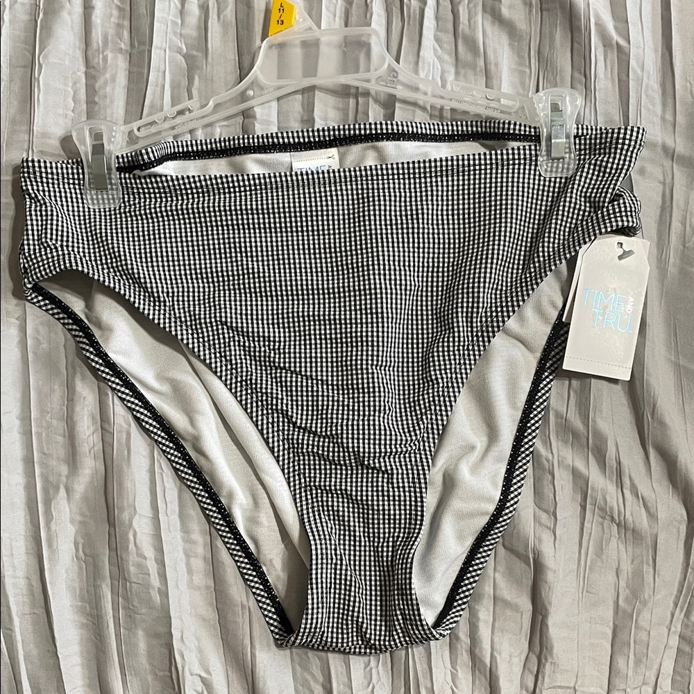 Time and Tru Black and White Gingham Bikini Bottom